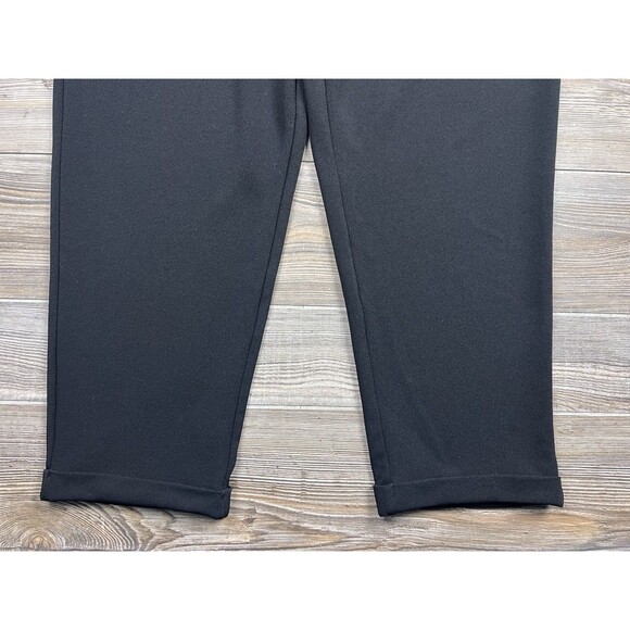 Maurices Black Paperbag High Rise Tie Waist Tapered Crepe Pants Size L - Picture 2 of 16